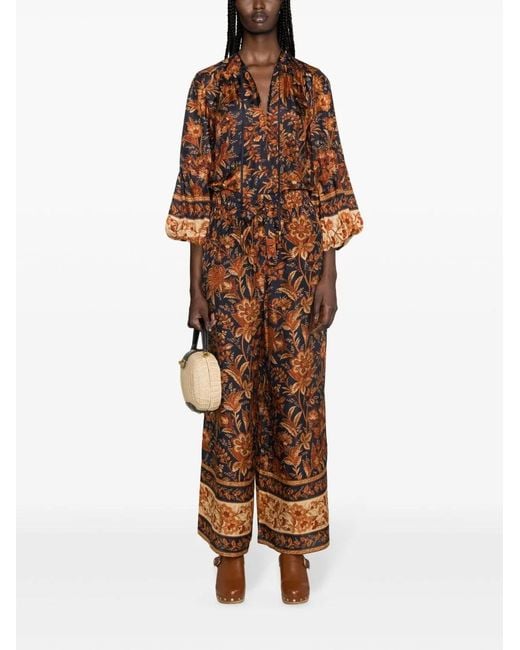 Zimmermann Brown Drawstring Waistband Relaxed Pants With Elasticated Cuffs