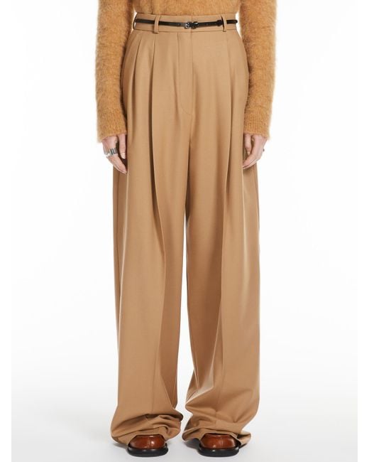 Sportmax Natural Kiens12 Belted Wide Leg Pants