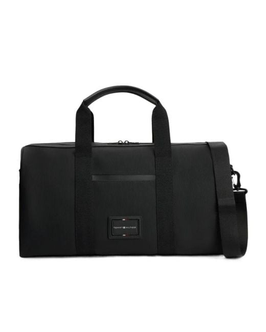Tommy Hilfiger Black Logo-Patch Holdall Bag for men