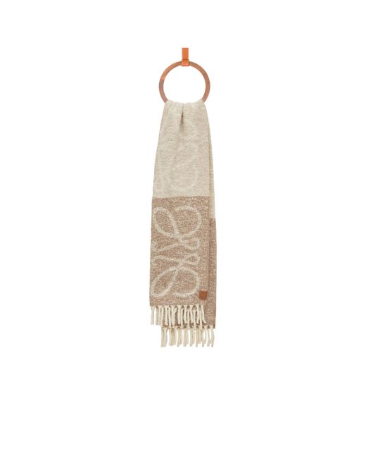 Loewe White Anagram Fringed Scarf