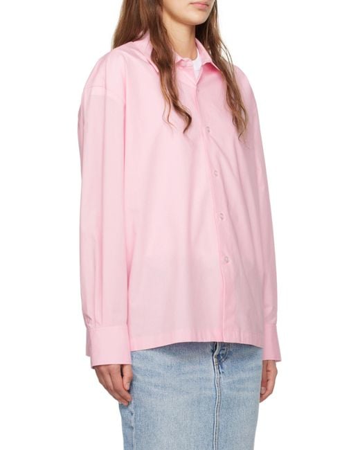 T By Alexander Wang Pink Logo Embroidered Buttoned Shirt