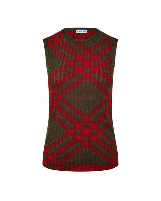 Burberry Red Check Tank Top
