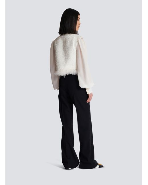 Balmain White Tweed Long Sleeved Jacket