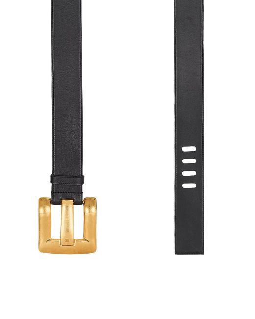 Balmain White Pb-Engraved Buckle Belt