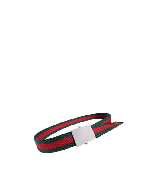 Gucci White Web Belt With Rectangular Buckle for men