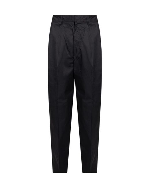 Emporio Armani Black Pleat-Detailed Mid-Rise Straight-Leg Trousers for men
