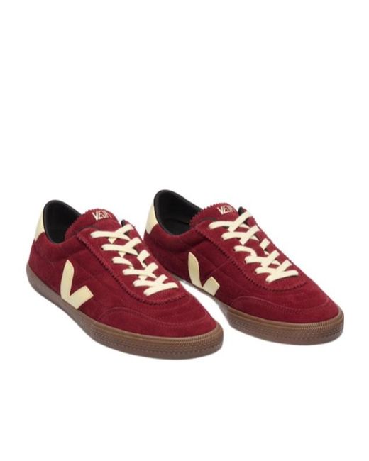Veja Red Logo Patch Lace-Up Sneakers for men