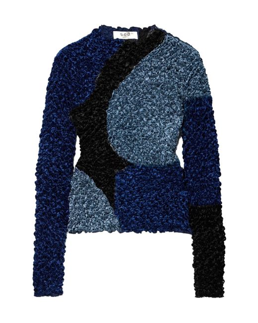 Sea Blue Med And Crushed Velvet Top