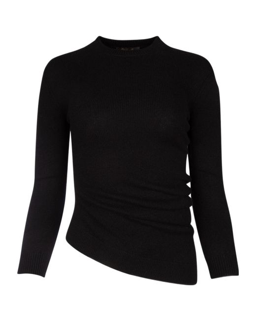 Loro Piana Black Asymmetric-Hem Cashmere Top