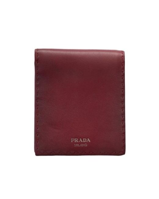 Prada Red Antiqued Leather Wallet
