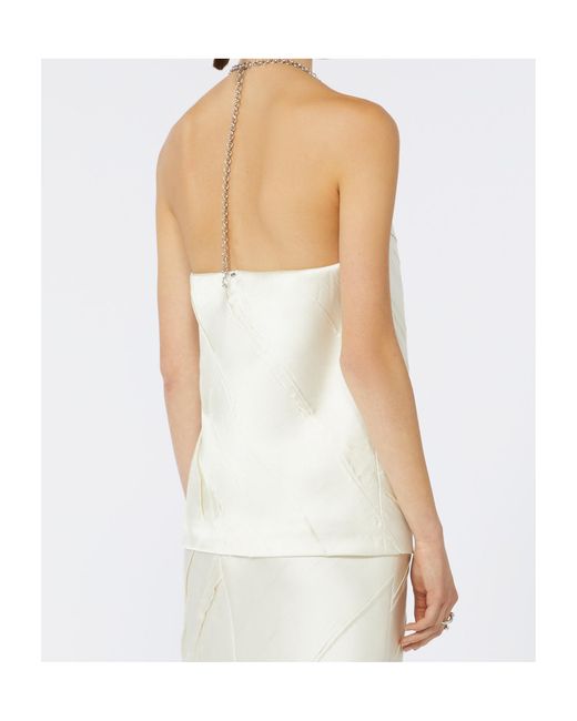 Sportmax White V-Neck Chain-Detailed Top