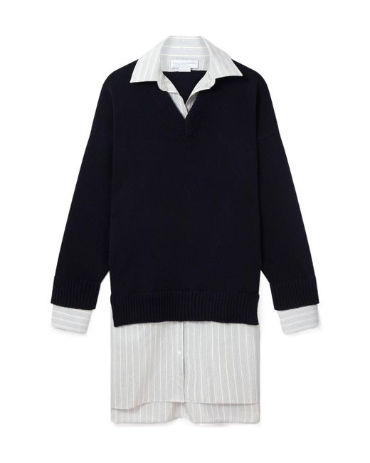 Stella McCartney Blue Crew-Neck Sweater Shirt Midi Dress