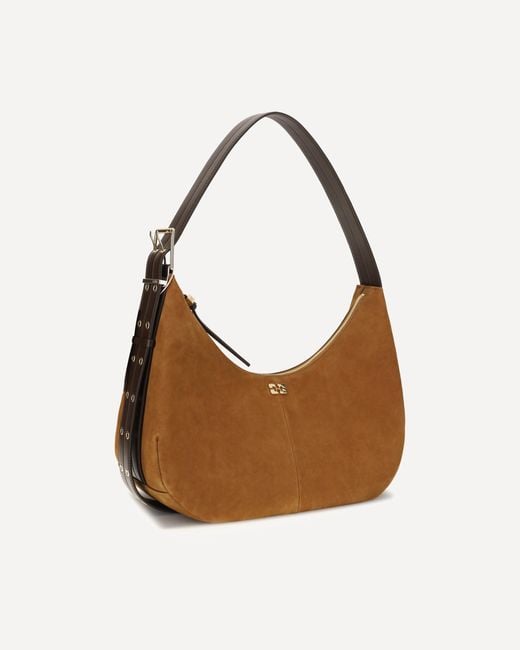 Ganni Brown Medium Hobo Shoulder Bag