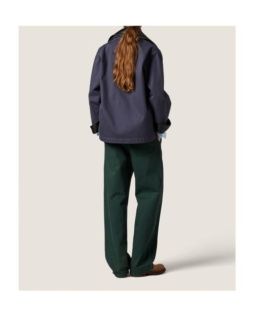 Miu Miu Green Logo-Embroidered Pants