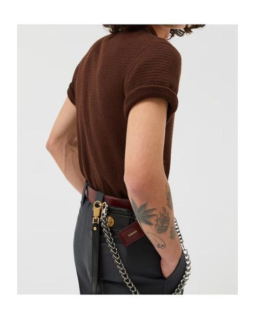 Versace Brown Short-Sleeved Knitted Shirt for men