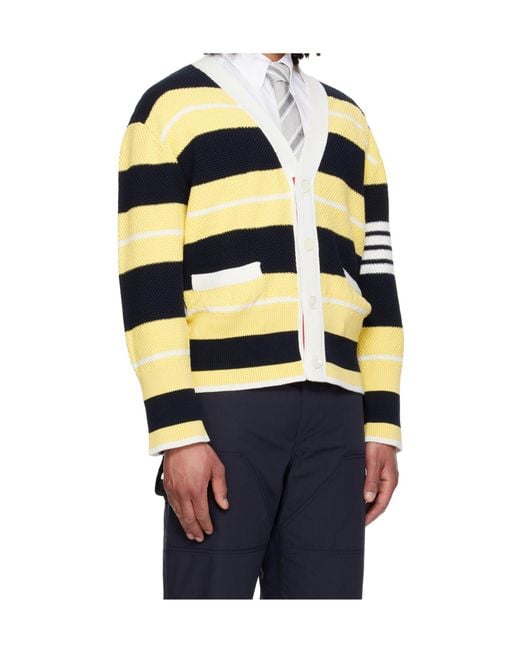 Thom Browne Blue Striped Cardigan for men