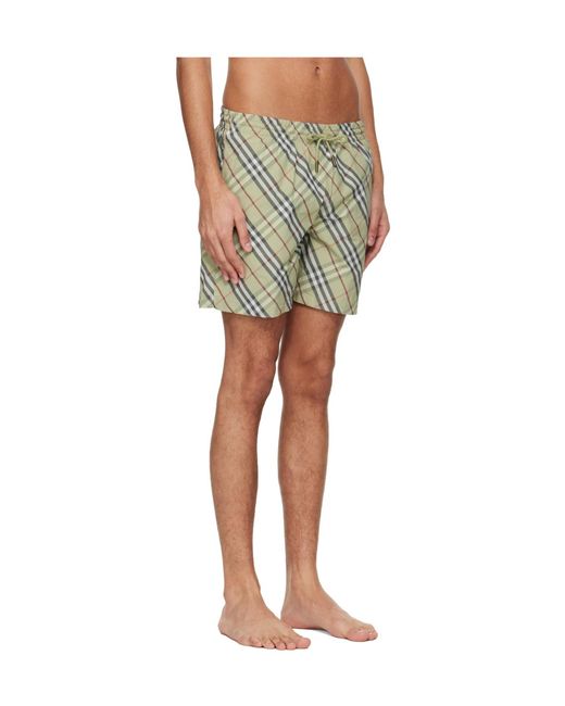 Burberry Green Check Swim Shorts for men