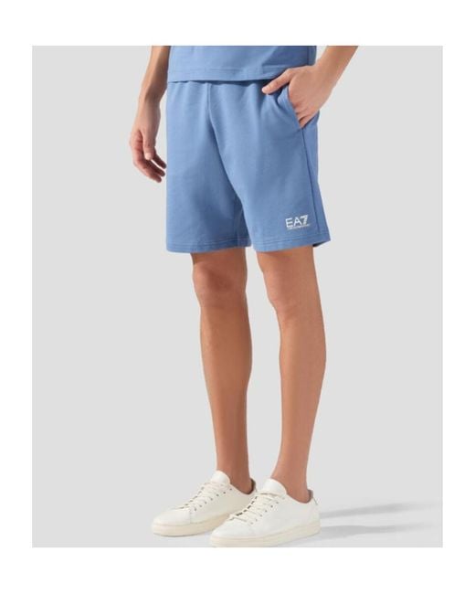 EA7 Blue Logo Sweat Shorts for men