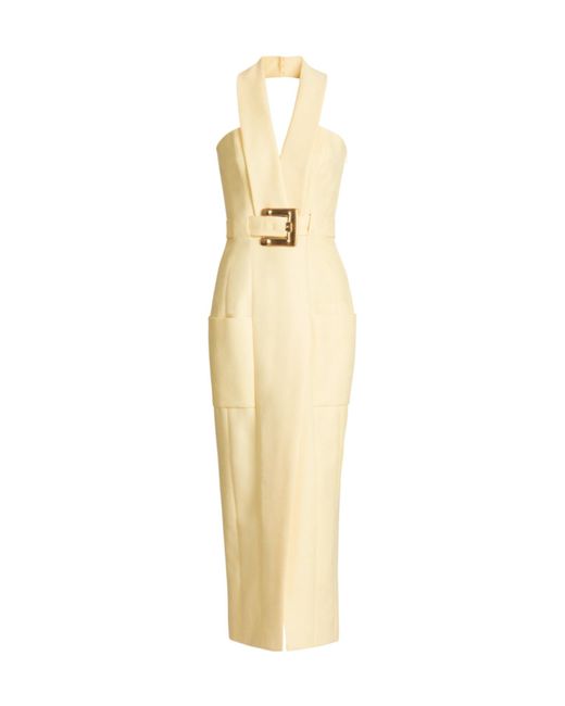 Balmain Metallic Long Dress With Belt