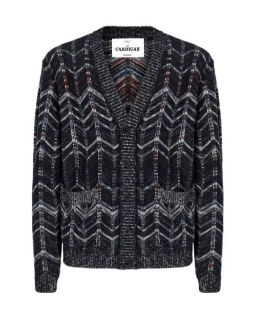 Missoni Black Chevron Ribbed-Trim Cardigan for men