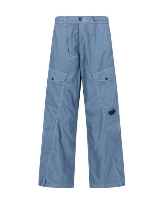 C P Company Blue Wide-Leg Casual Trousers for men