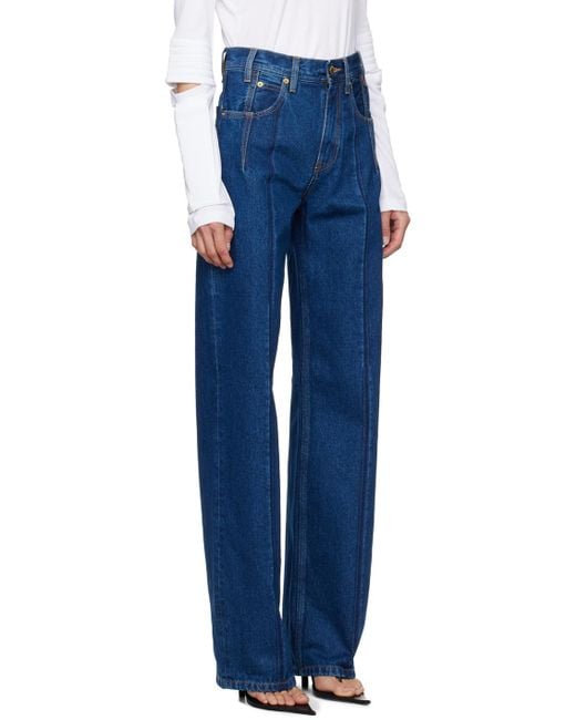 DARKPARK Blue Lu Pleated Straight-Leg Jeans