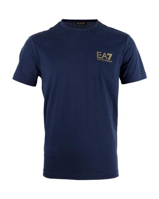 EA7 Blue Logo Printed T-Shirt for men