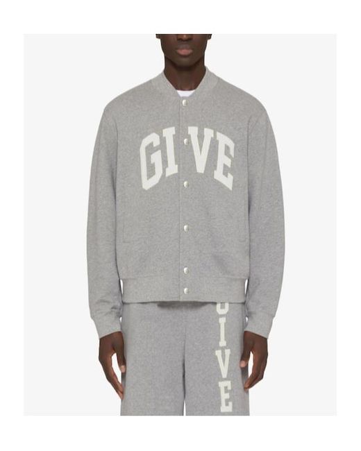 Givenchy Gray Jersey Varsity Bomber Jacket for men