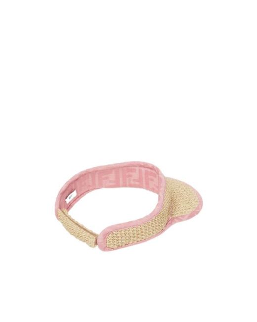 Fendi Pink Logo-Embroidered Raffia Visor