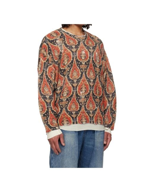 R13 Multicolor Oversized Printed Crew Neck Sweater