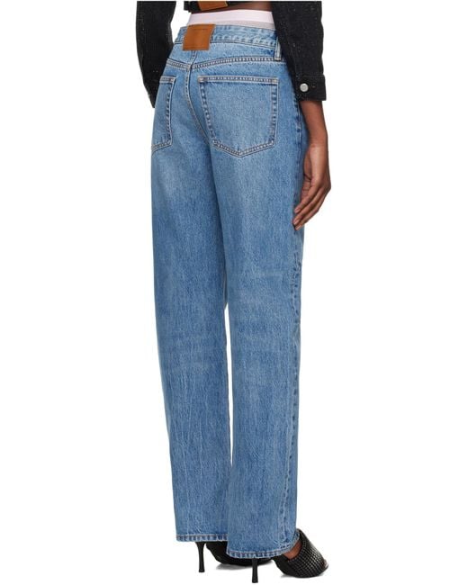 Alexander Wang Blue Layered Underwear Straight-Leg Jeans