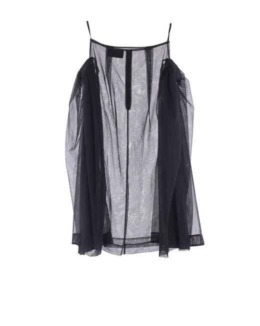 Simone Rocha Blue Zipped Tulle Midi Skirt
