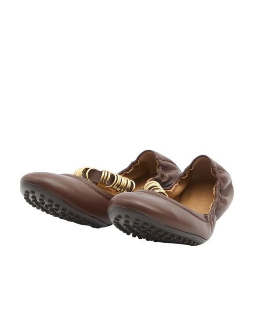Tod's Brown Ring Embellished Ballerinas