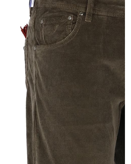 Jacob Cohen Gray Logo Patch Low-Rise Corduroy Trousers for men