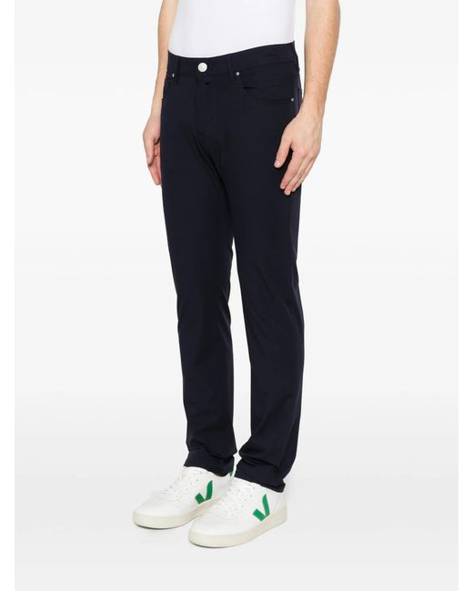Jacob Cohen Blue Logo-Patch Straight Leg Trousers for men