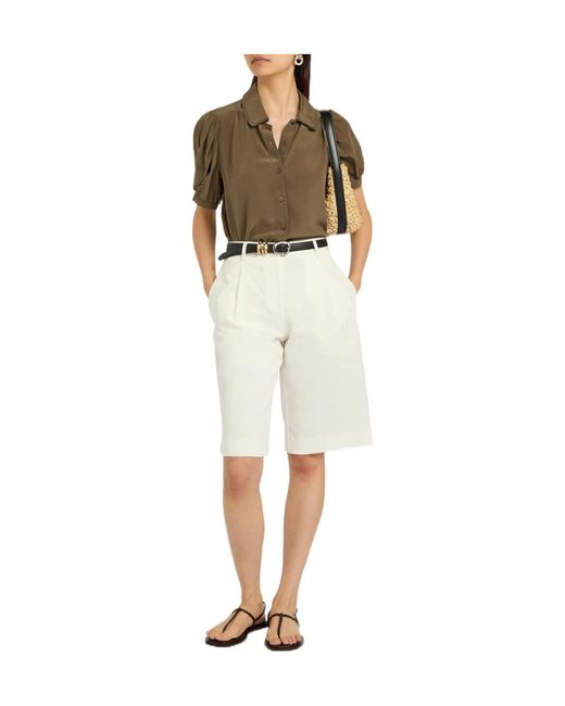FRAME Brown The Silk Prim Cropped Silk-Chiffon Blouse