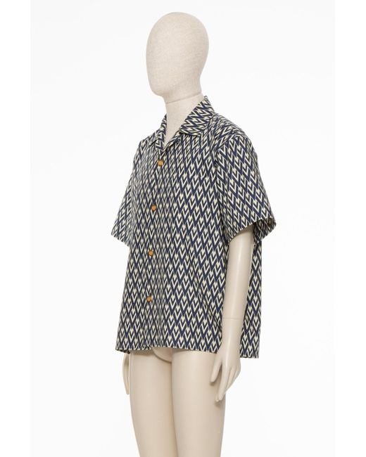 Valentino Gray Short-Sleeved Button-Up Shirt for men