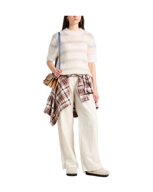 Marni White Stripedknitted Jumpers