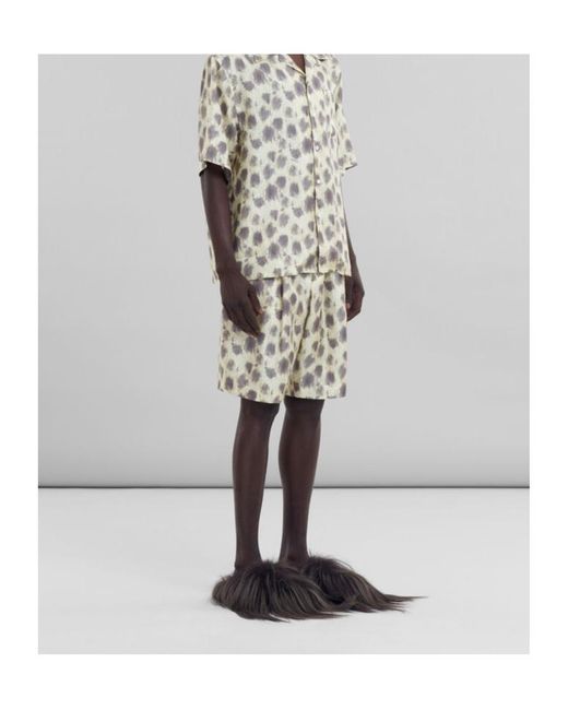 Marni Natural Crayon Leopard Printed Bermuda Shorts for men