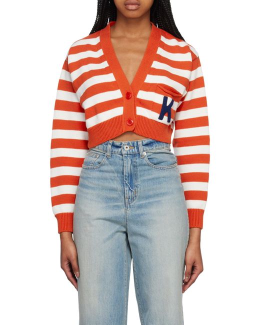 KENZO Red Striped Cropped Cardigan