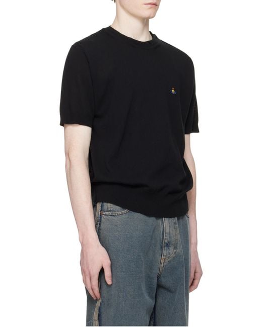 Vivienne Westwood Black Orb Embroidered Alex T-Shirt for men