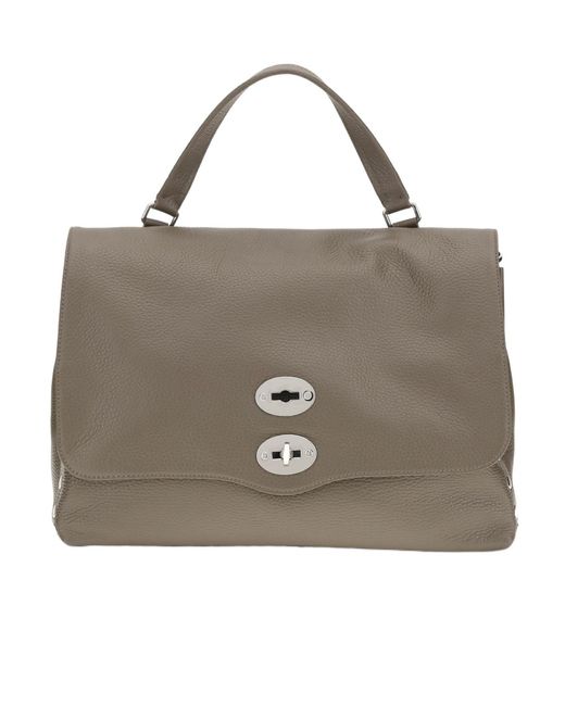 Zanellato Brown Postina Twist-Lock Medium Tote Bag