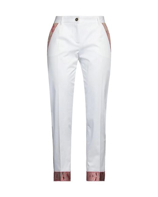 Dolce & Gabbana White Solid Color Side Stripe Casual Pants