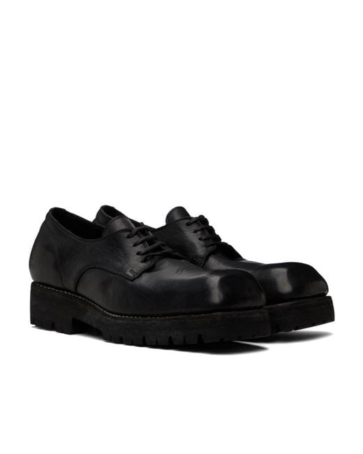 Guidi Black Square-Toed Lace-Up Casual Shoes for men