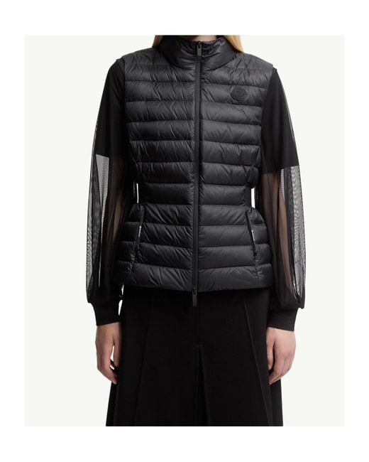 Moncler Black Logo Patch Zip-Up Down Vest