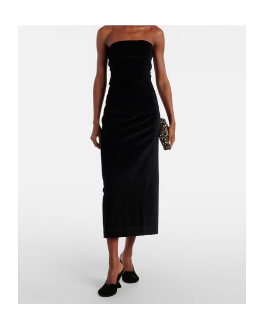 TOVE Black Sabella Velvet Midi Dress
