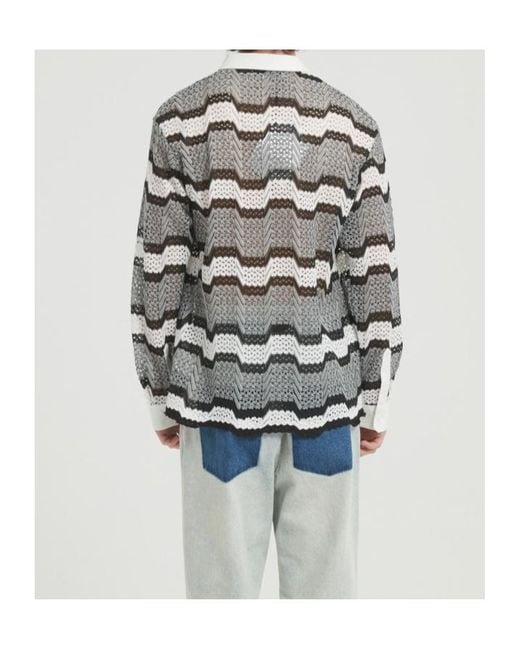 Marissa Chiara Gray Striped Polo Shirt for men