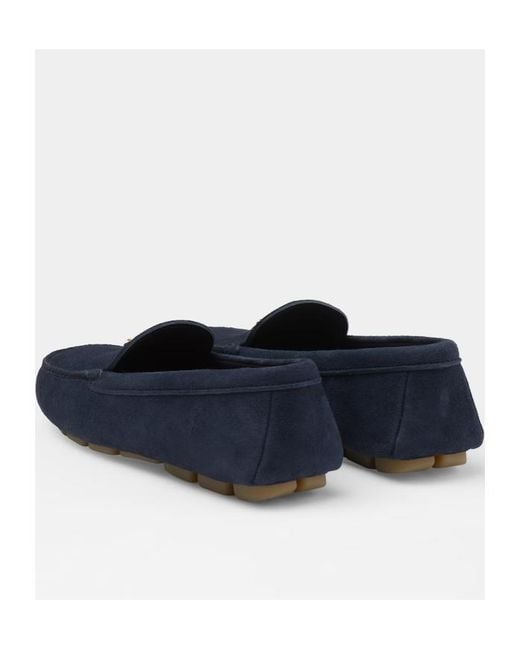 Prada Blue Triangle-Logo Slip-On Driving Loafers