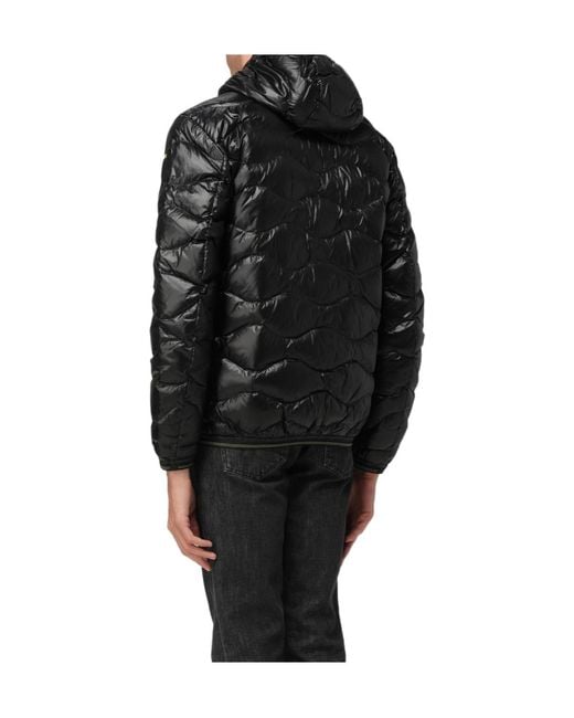 Blauer Usa Black Blauer Wave Quilted Hooded Down Jacket for men