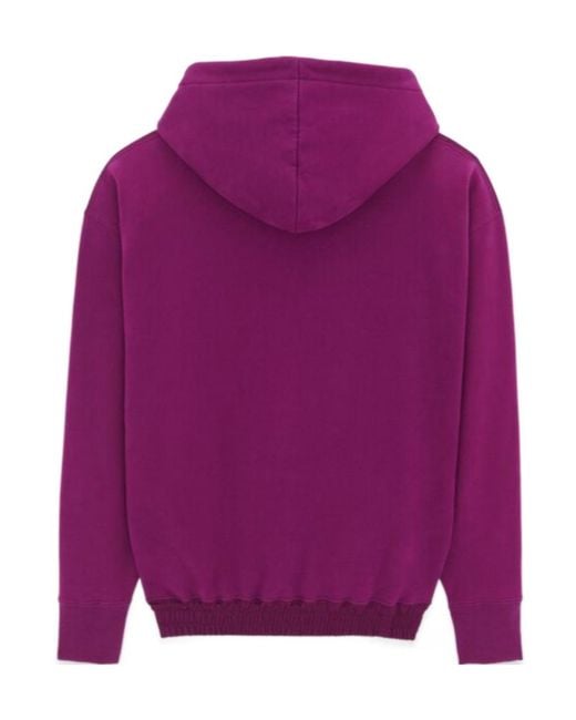 Saint Laurent Purple Logo Embroidered Long-Sleeved Hoodie for men